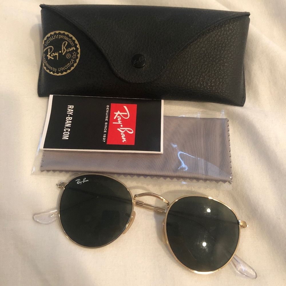 Ray-Ban 50mm Round Metal Gold Framed Sunglasses